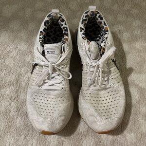 Nike Women’s White Knit Sneakers with Leopard-Print Lining